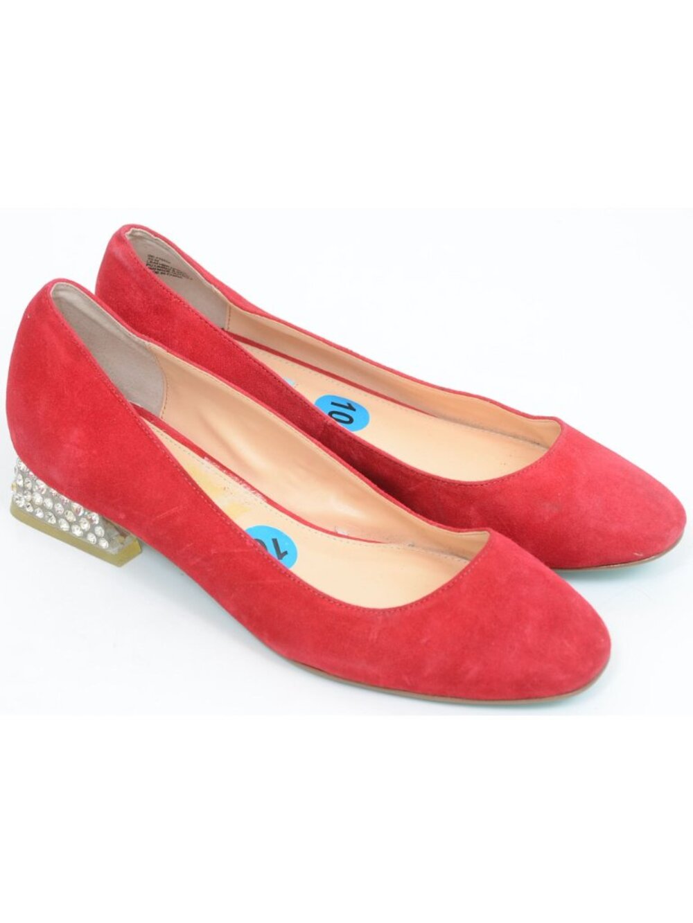 Betsey Johnson SB-Frida Red Suede Rhinestone Block Heeled Pumps Women's 10M - Picture 3 of 10